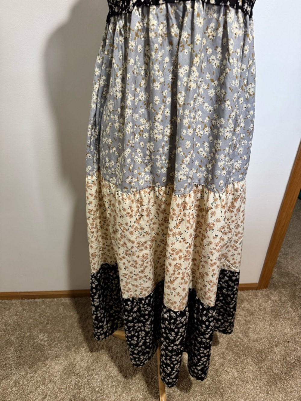 PinkBlush Womens Multicolor Floral Tier Shoulder Tie Maternity Maxi Dress Size M - Picture 7 of 12